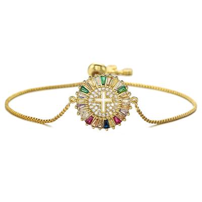 China TRENDY Fashion - Selling Cross Bracelet Women's Copper Inlaid Decoration Zircon Religious Ornaments for sale