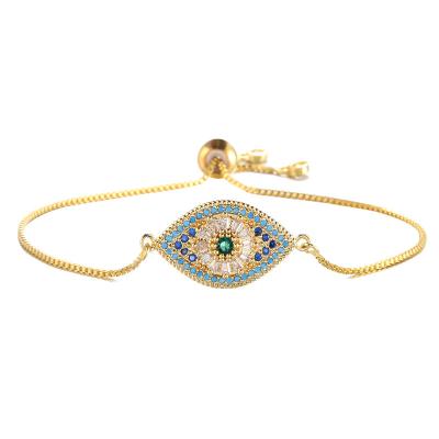 China TRENDY fashion net red with colorful inlaid copper zircon eye shape jewelry bracelet decoration adjustable bracelet lady bracelet for sale