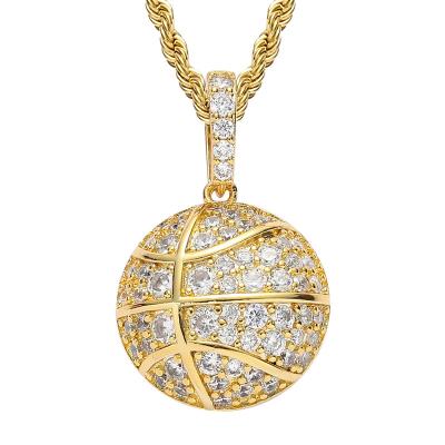 China TRENDY necklace pendant for basketball hip hop fashion pendant popular sports copper zircon set necklace for sale