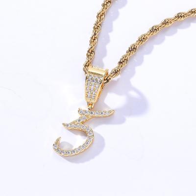 China Casual/Sports Necklace Pendant For Angel Number Hip-hop Fashion Rap Pendant Popular Sports Copper Zircon Set Necklace for sale