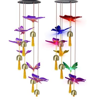 China Garden Wind Bell Lamp Solar Wind Chimes Light for Customizable Indoor Butterfly Decor for sale