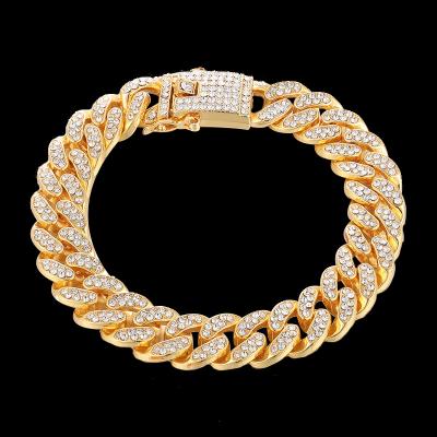 China New Design Durable Man Jewelry Geometry Chunky Iced Out Cuban Link Minimalist Bracelet for sale