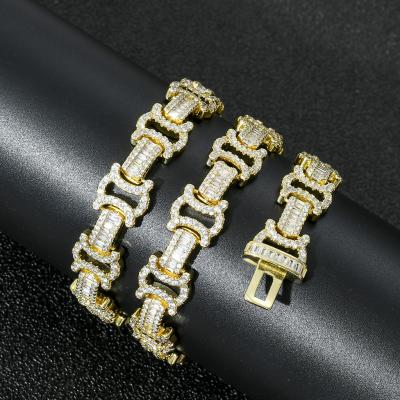 China New Durable Hip Hop Bling Iced Out Chain Gold Bow Chain Silver Plated Necklace for sale