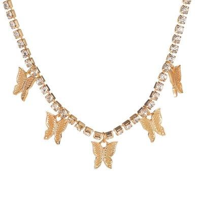 China Hip Hop Necklace Women Gold Plated Butterfly Cuban Link Pendant Chain Necklace for sale