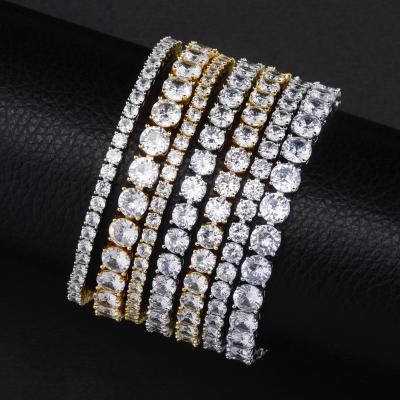 China Luxury High Quality Durable 925 Sterling Silver Hip 3mm Moissanite Diamond Tennis Chain Bracelet Women for sale