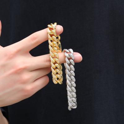 China 15mm Cuban Link Durable High Quality Men's Zircon Chain Bracelet For Hip Hop Jewelry for sale