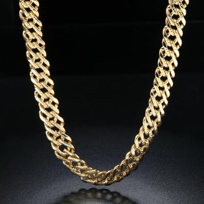 China New Hip Hop Copper 18K Gold Plating Durable Cuban Chain Necklace for sale