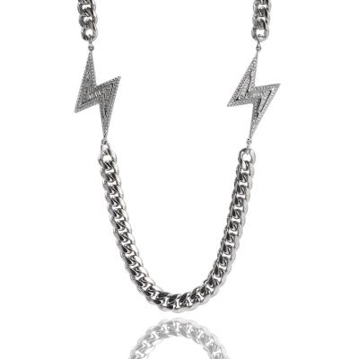 China New Durable Punk Iced Out Lightning Splicing Shiny Cuban Chain Necklace for sale