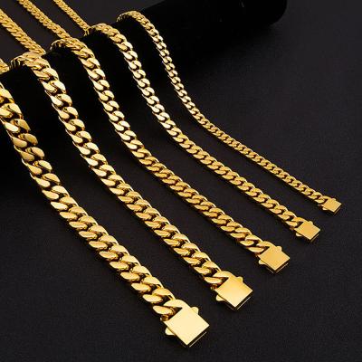 China Stainless Steel Chunky Miami Cuban Chain Necklace Hip Hop Punk Jewelry for sale