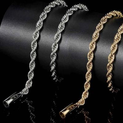 China Pvd Gold Plating 3mm 6mm Stainless Steel Twist Chain Rope Punk Chain for sale