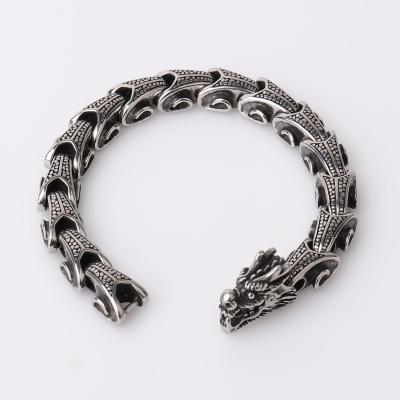 China Durable Hip Hop Vintage Dragon Head Stainless Steel Men Super Cool Bracelet for sale