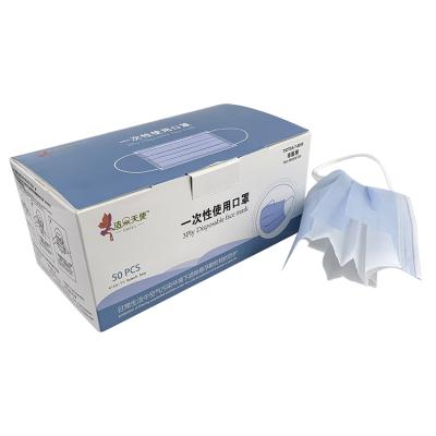 China Pollution Protection Made In China Disposable 3 Ply Earloop CE Certification Masks Blue Face Mask for sale