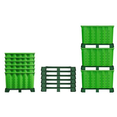 China New Design Grid Mesh Plastic Crate Box Field Fruit Bin 780L Backup Bin Lock And Waste Bin for sale