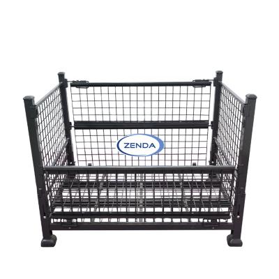 China Support OEM ODM Service 1500kg Powder Coating Warehouse Collapsible Metal Cage Steel Stackable Stillage 1500kg for sale