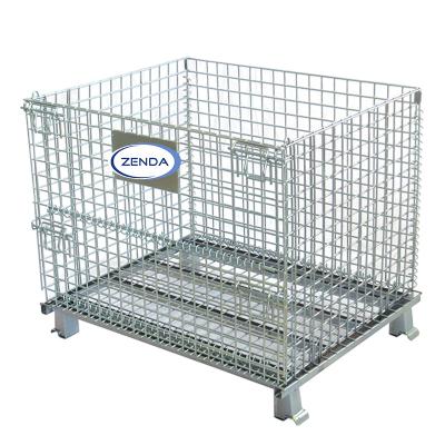 China 3-5years experience heavy duty folding safety cage metal wire warehouse pallet rack for storage for sale