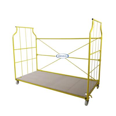 China Storage Support Customized Services Yellow Four Wheel Powder Coated Steel Logistic Furniture Roll Cage Cart for sale