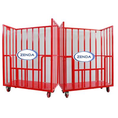 China Excellent Quality Medium Duty Foldable Metal Wire Laundry Roll Cage Container Trolley 500kg for sale