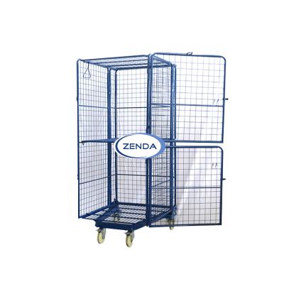 China High-survey Galvanized Collapsible Products Pallet Cages Transit Mental Roll Container Carts 500kg for sale