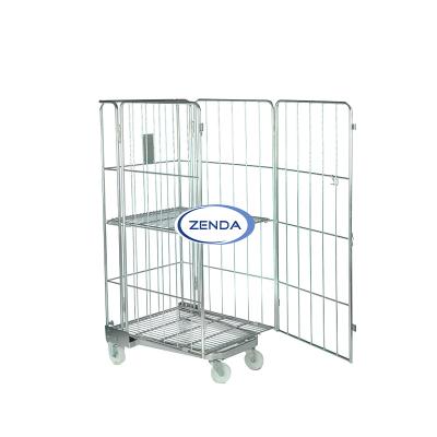 China OEM Premium Factories Medium Duty Metal Roll Cage Container Trolley For 500kg Storage for sale