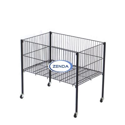 China Low MOQ Stainless Steel Wire Mesh Lightweight Roll Cage Danish Flower Cart With 4 Swivel Casters 50kg for sale