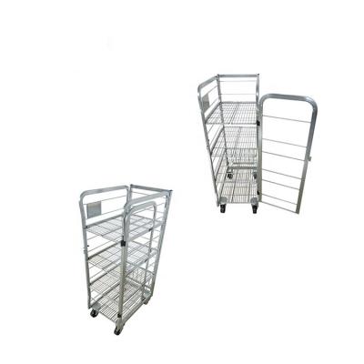 China Galvanized Tools Factory Metal 155mm Milk Roll Cage Storage Trolley for sale