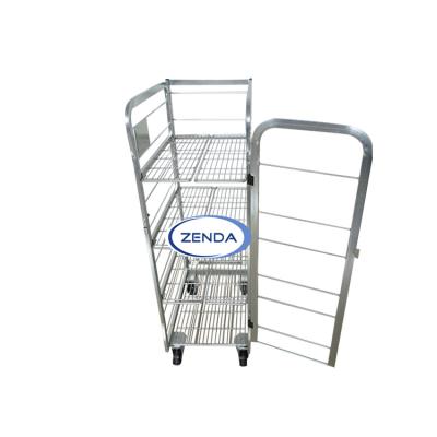 China Fast Delivery Time 4 Sides Warehouse Logistics Transportation Galvanized Wire Mesh Roll Cage Trolley 250kg for sale