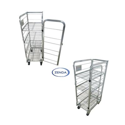 China Bright roll container cage storage pallet 250kg capacity 420x660x1299mm zinc foldable trolley for sale