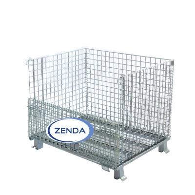 China Professional Metal Mesh Galvanized Steel 3-5years Design Team Heavy Duty Handy Latch Roll Container Cage for sale