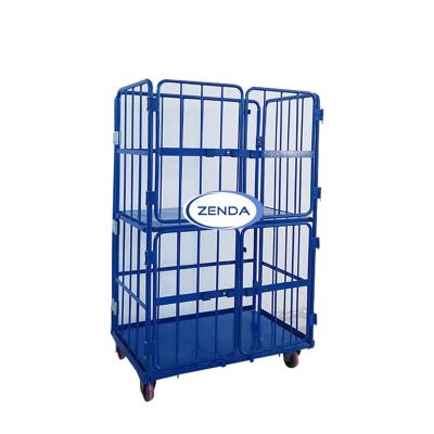 China Powder Coated Mesh Sides Warehouse Steel Wire Roll Container New Design Medium Duty Powder Coated High Quality for sale