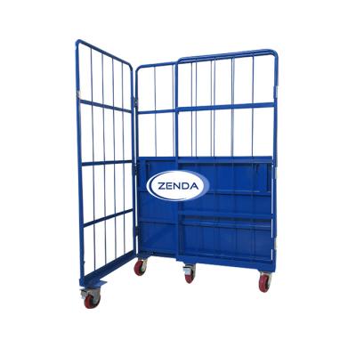 China China Factory Supply Steel Storage Supermarket Container Collapsible Folding Platform Trolleys with 4 Wheels 500kg for sale