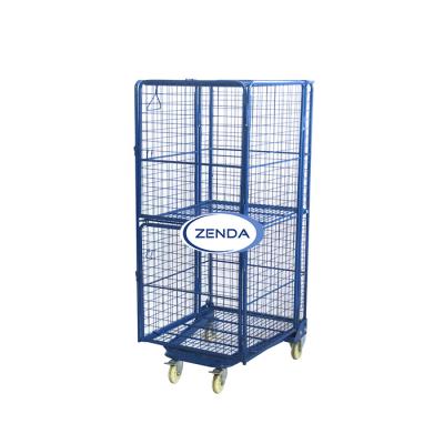 China Industrial Cargo Storage Equipment Warehouse Metal Storage Rolling Cage 500kg for sale