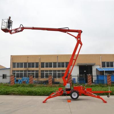 China 10m-20m Trailer Mounted Boom Lift Red Towable Articulating Boom Lift for sale