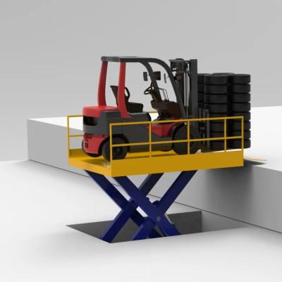 China Stationary Hydraulic Truck Dock Scissor Lift 5000KG With Extension Ramp for sale