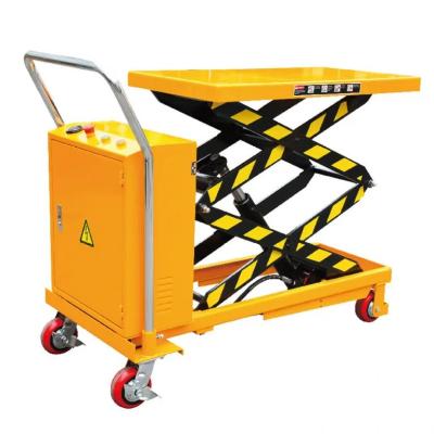 China Hand Push Scissor Trolley Semi Electric Hydraulic Small Scissor Lift Trolley for sale