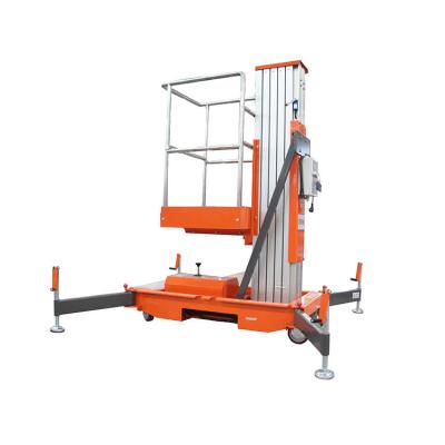 China Load 150kg Single Mast Lift Aluminium Alloy Aerial Platform Orange for sale