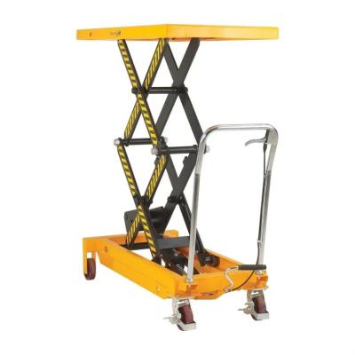 China 1m industriële hydraulische lifttafel 800 kg belasting dubbele schaar trolley lift Te koop