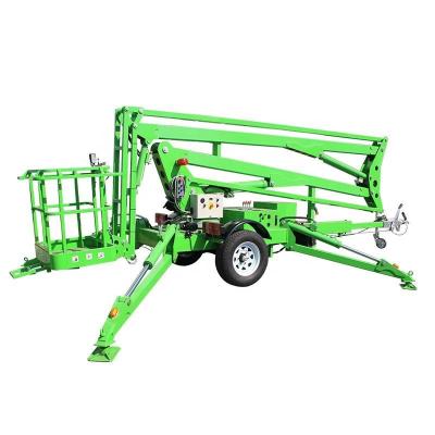 China 14m hoog sleepbaar Cherry Picker Geactificeerde aanhangwagen Bucket Lift Klapparm Te koop