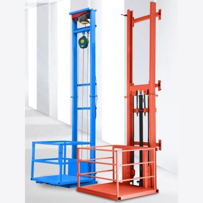 China 1000kg Small Cargo Elevator Orange Wall Mounted Cargo Lift For Warehouse for sale