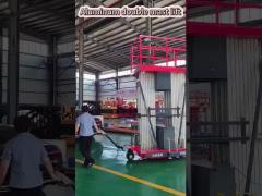 14m 200kg Aerial Work Platforms Aluminum Alloy Double Mast Lift