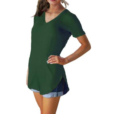 China Regular Most Popular Summer Women Girls Fitness Spring And V-Neck Loose Casual Top Short Sleeve T-Shirt for sale