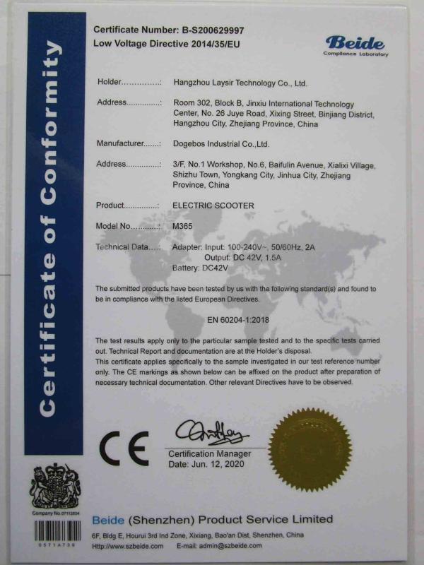 CE - Yongkang Dogebos Industrial Co., Ltd.