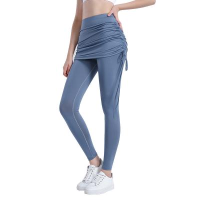 China Anti-Bacterial Two Pieces Leggings With Skirt Breathable Workout Fitness Gym Sports Customize Pants Yoga Women Leggings for sale