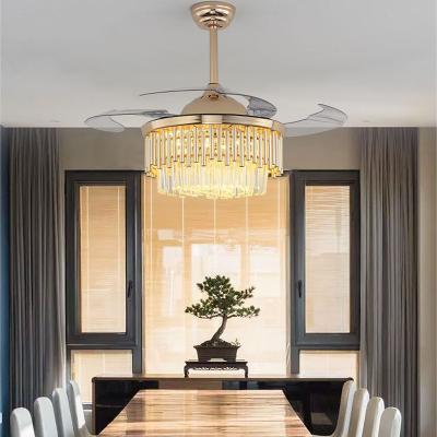 China 2022 Modern Hot Sale Fan Chandelier For Living Room Pendant Light Led Crystal Lamp Lighting Chandelier Style Copper Ceiling Fan Lamps for sale