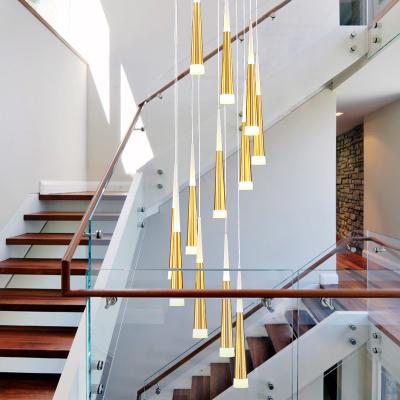 China Unique Art 2020 Modern Led Ceiling Pendant Light Gold Color Rob Crystal Staircase Long Chandelier High Quality Modern Acrylic Hot Best Price for sale