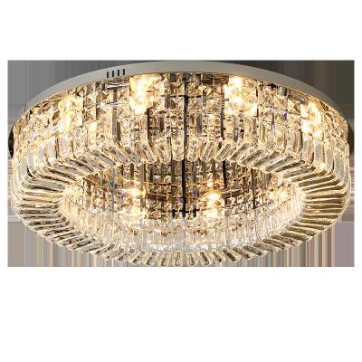 China Exterior Mounted Gold Chrome Modern Round Shape Crystal Ceiling Lamp Modern Luxury Lighting For Dining Bedroom Hotel Villa for sale