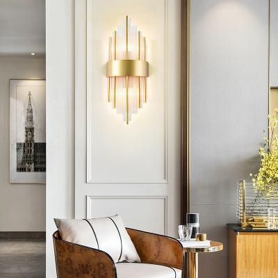 Chine Wholesale Modern Wall Lamp Simple But Nice Nordic Brass Crystal For Bedroom Wall Light Sconce Hotel Bedside Wall Lamp à vendre