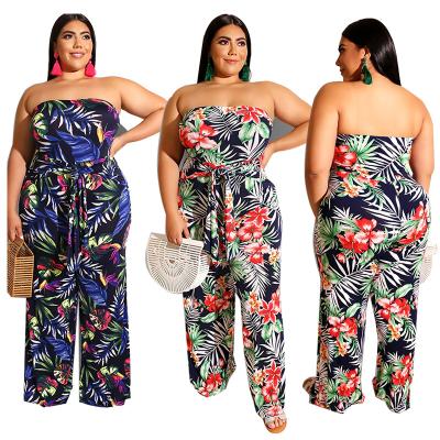 China QUICK DRY Casual One-Piece Outfit Plus Size Smocked Strapless Wide-Leg Off The Shoulder Jumpsuit Romper Women Clothing for sale