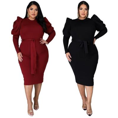 China 2021 New Arrivals Breathable Autumn Fall Women Clothing Long Sleeve Tops Plus Size Dress for sale