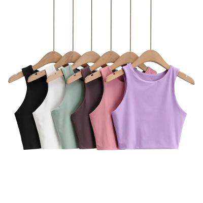 China QUICK DRY Summer Custom Women's Clothing Elastic Slim Fit Crop Vest Breathable Sleeveless Tank Tops for sale