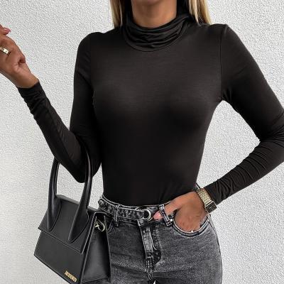 China New anti-shrink winter stylish high-necked top textured slim long sleeve jumpsuit for sale